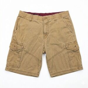 Denali Mens Cargo Shorts Size 32 Khaki Stretch Cotton Flat Front Hiking Outdoor